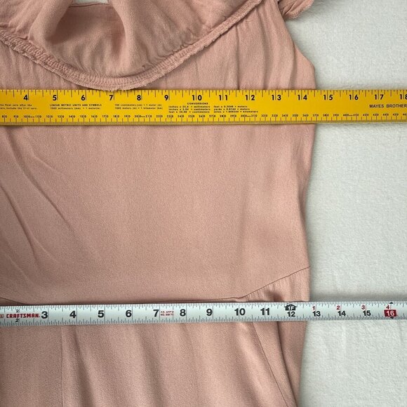 Reformation Verbena Off the Shoulder Ruffle Gown Short Sleeve Blush Pink Size 4 - Picture 10 of 14